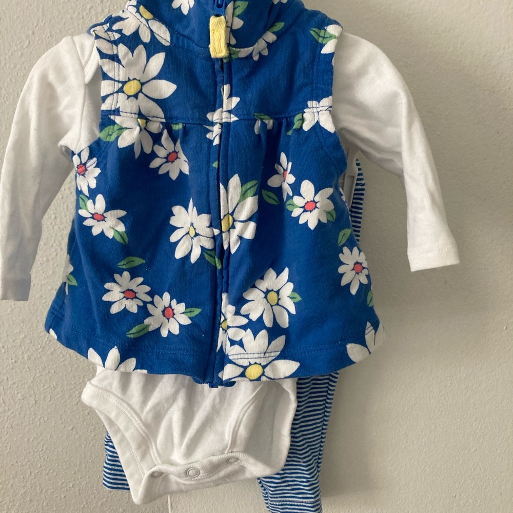 Blue flower blue 3 piece